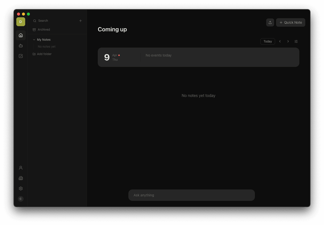 Ringo Home screen showing upcoming meetings