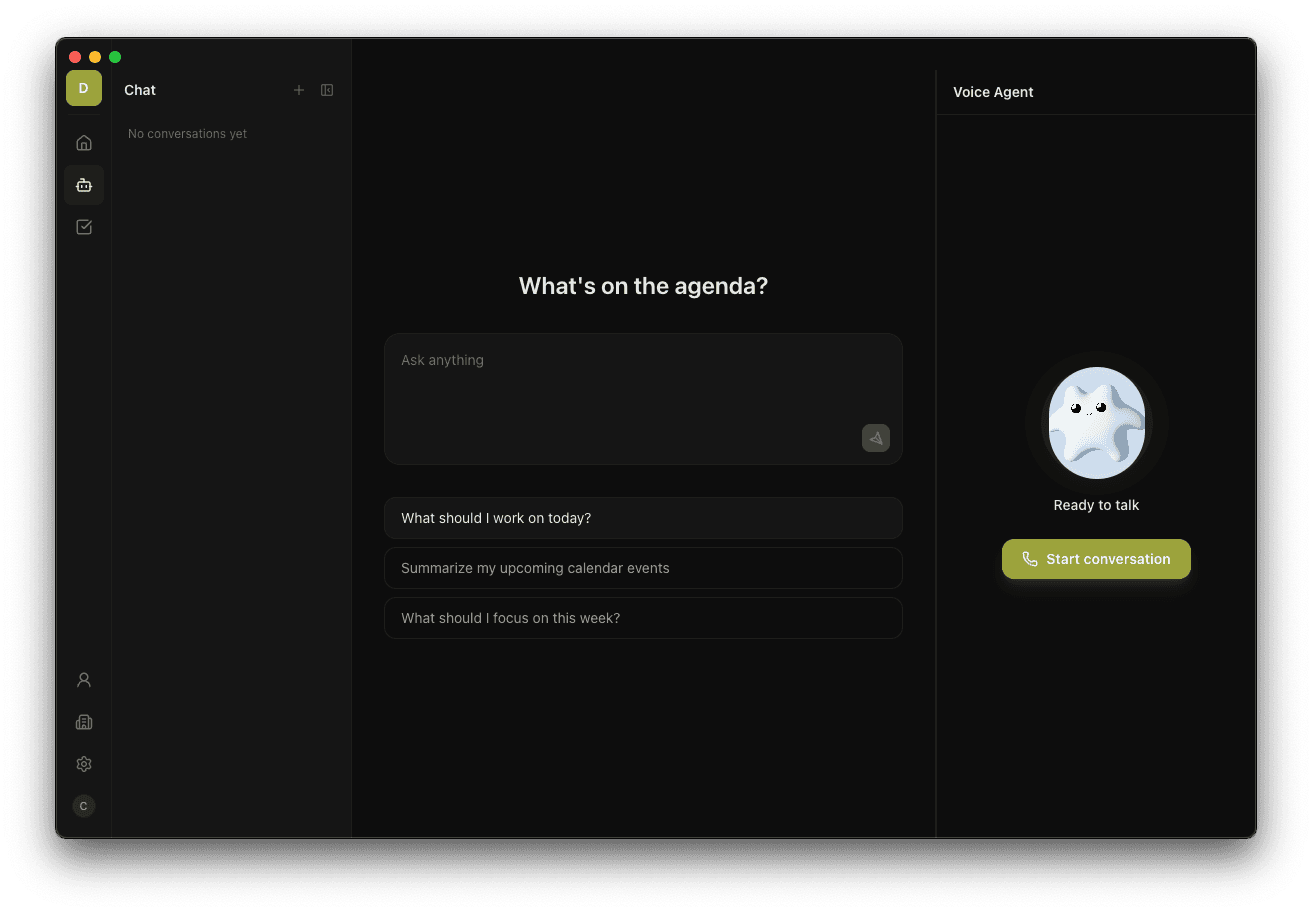 My Agent chat interface